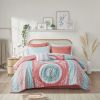 Loretta Medallion Boho Comforter & Sheet Set – Coral & Aqua, Full