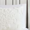 Viola 3-Piece Tufted Cotton Chenille Damask Duvet Cover Set – White, OEKO-TEX