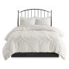Viola 3-Piece Tufted Cotton Chenille Damask Duvet Cover Set – White, OEKO-TEX