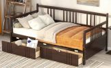 Twin Size Pine Wood Daybed with Storage Drawers – Multi-Functional Sofa & Bed