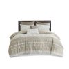 Mila Farmhouse Cotton Duvet Cover Set with Tufted Chevron Chenille – King/Cal King