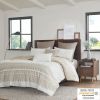 Mila Farmhouse Cotton Duvet Cover Set with Tufted Chevron Chenille – King/Cal King