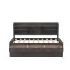 Twin Wooden Bed with Bookshelf Headboard, Storage Drawers & Trundle