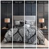 Vienna 6-Piece Cotton Damask Duvet Cover Set – Black & White, OEKO-TEX