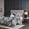 Vienna 6-Piece Cotton Damask Duvet Cover Set – Black & White, OEKO-TEX